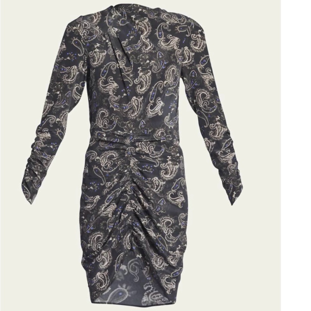 Isabel Marant Tosca Paisley-Print Slash Cutout Ruched Dress.